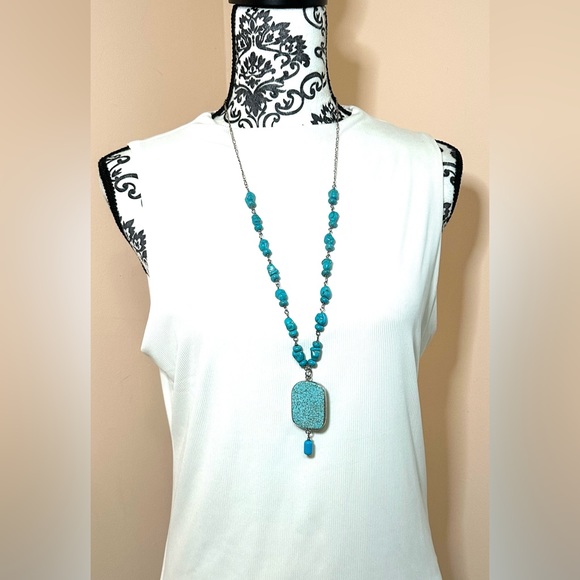 Vintage Turquoise & Silver Statement Necklace - Picture 4 of 7